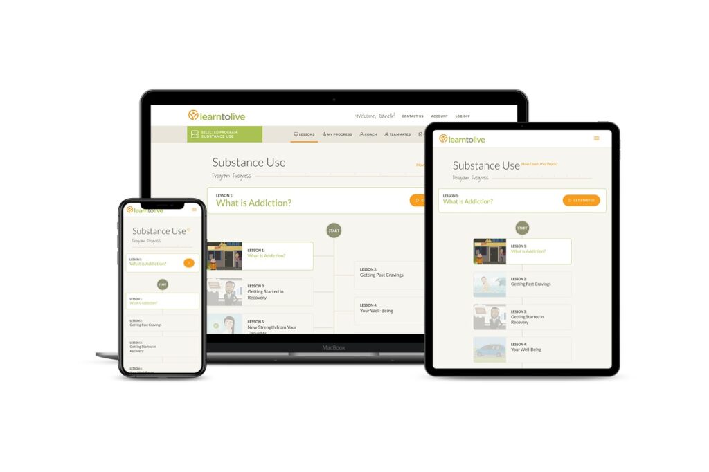 Responsive member dashboard for Learn to Live.